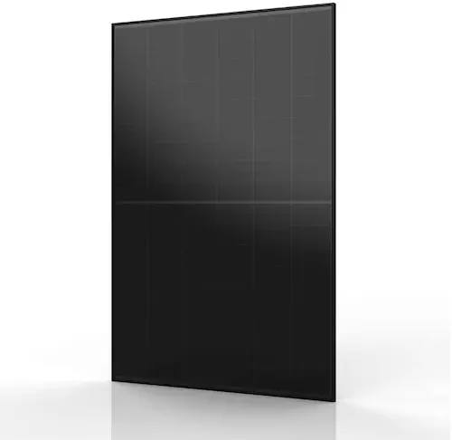 Front view of sleek black solar panel
